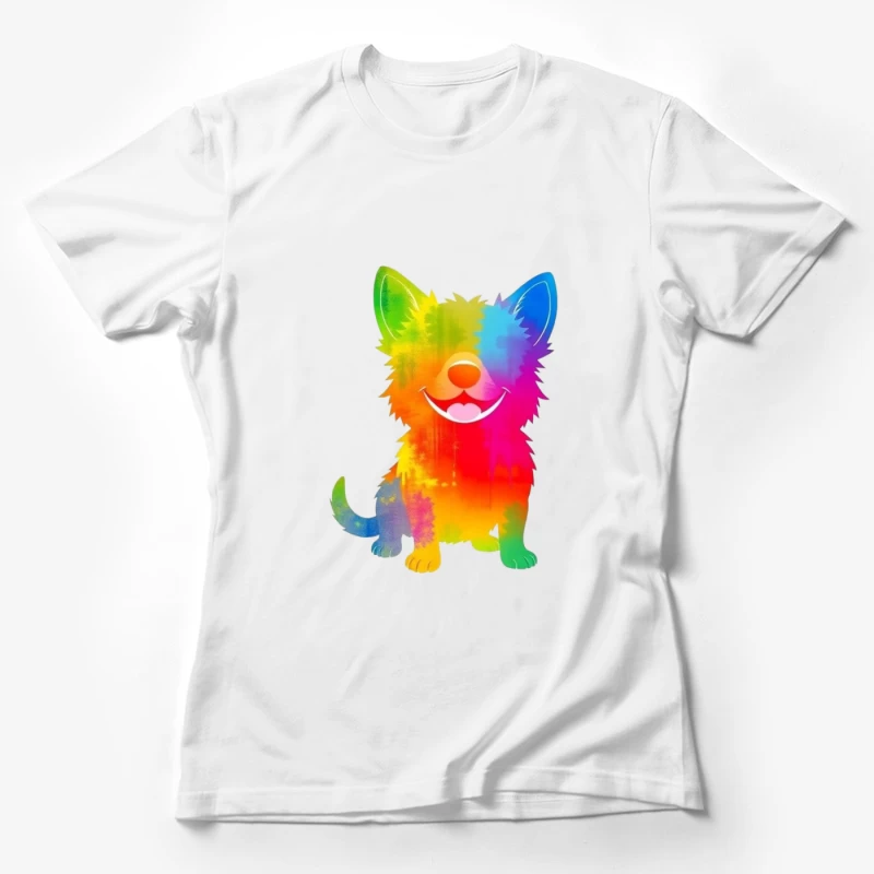 Colorful Cartoon Dog Illustration Female T-Shirt
