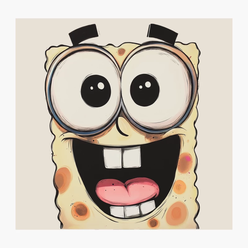 Funny Cartoon Character SpongeBob with Big Eyes Throw Pillow