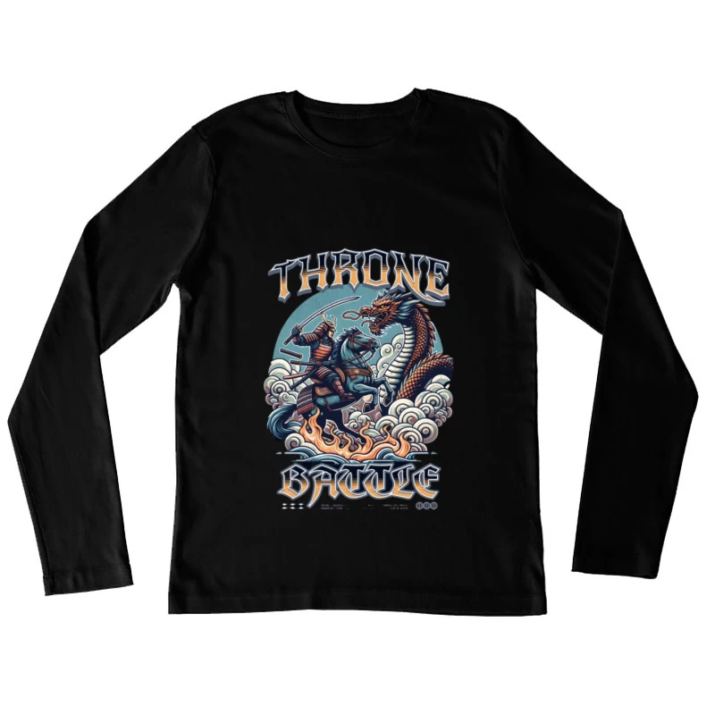 Samurai auf Pferd gegen Drachen im Kampf Damen Langarm T-Shirt