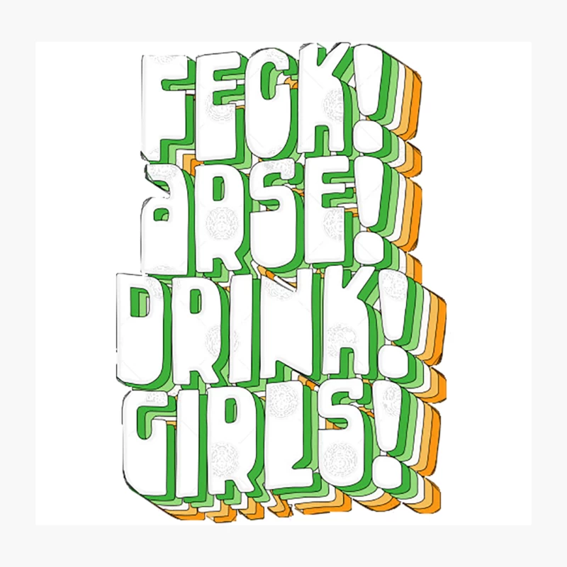 Feck! Arse! Drink! Girls! Retro Father Ted Design Throw Pillow