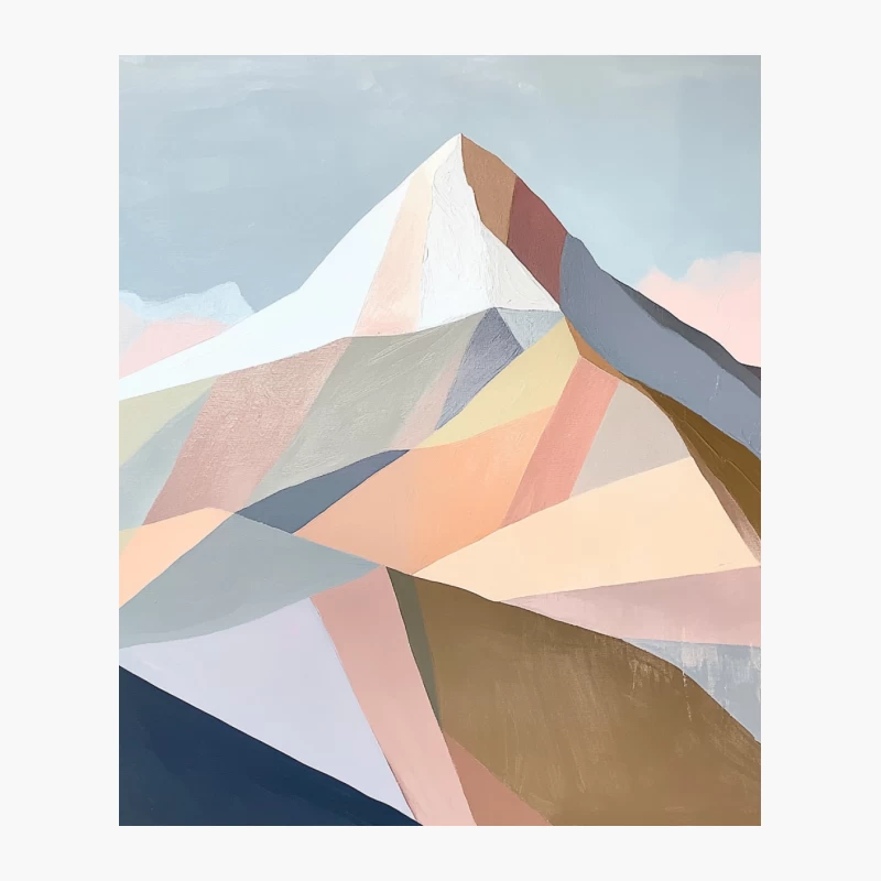 Geometric Abstract Mountain Landscape in Pastel Hues Cotton Tote Bag