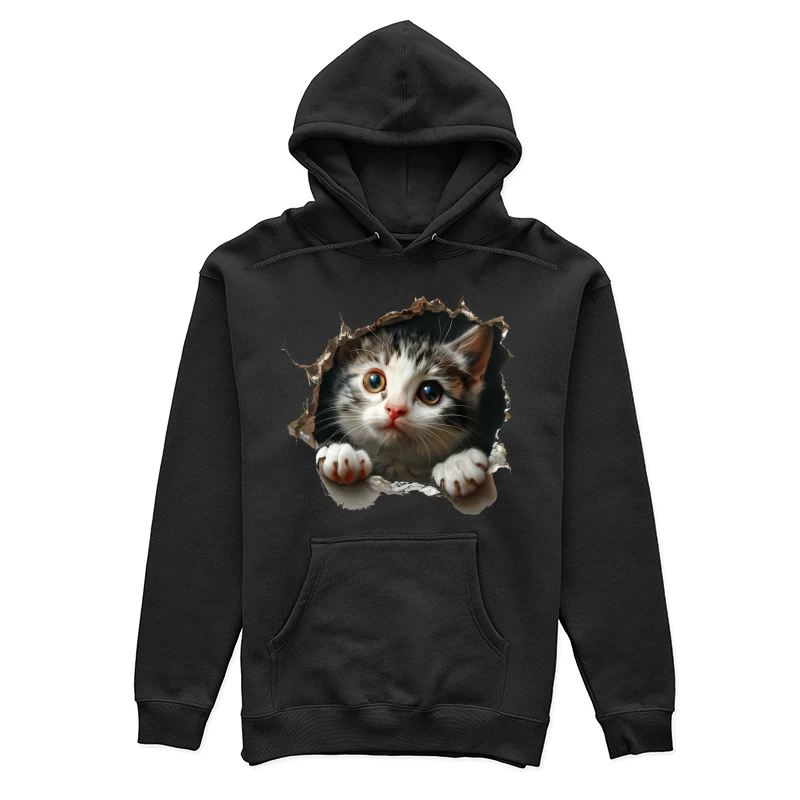 Kätzchen schaut durch Loch in Papier Damen Pullover Hoodie