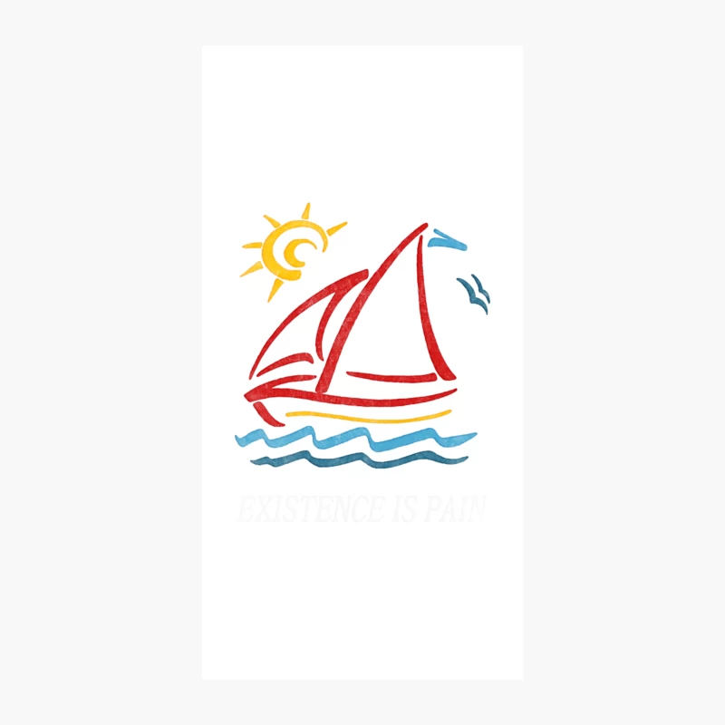 1980s Vintage Style  Existence is Pain Aesthetic Sailboat Faded Design iPhone Case