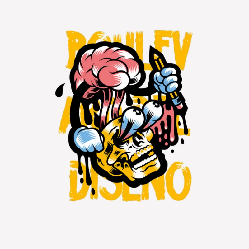 Kreativer Schädel-Design Herren T-Shirt