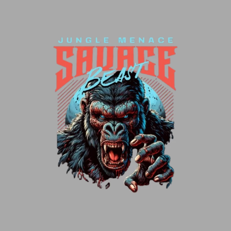 Savage Jungle Gorilla Monster Retro Art Design Male Pullover Hoodie