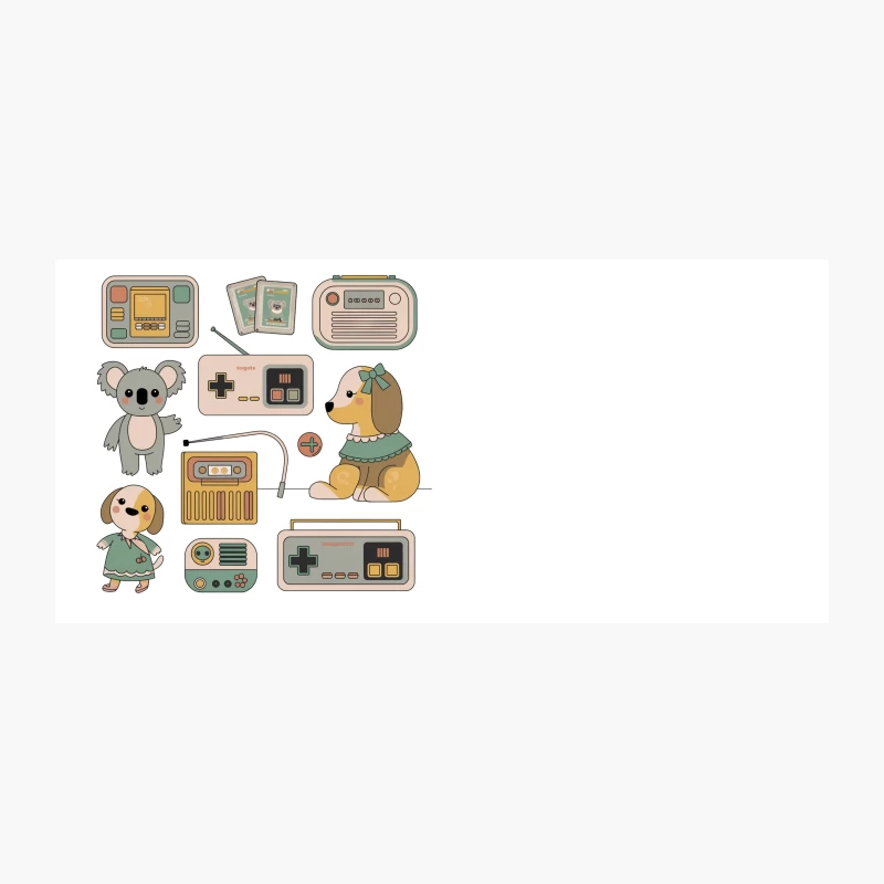 Nostalgic Mix of Retro Electronics and Cute Cartoon Animals Coffee Mug