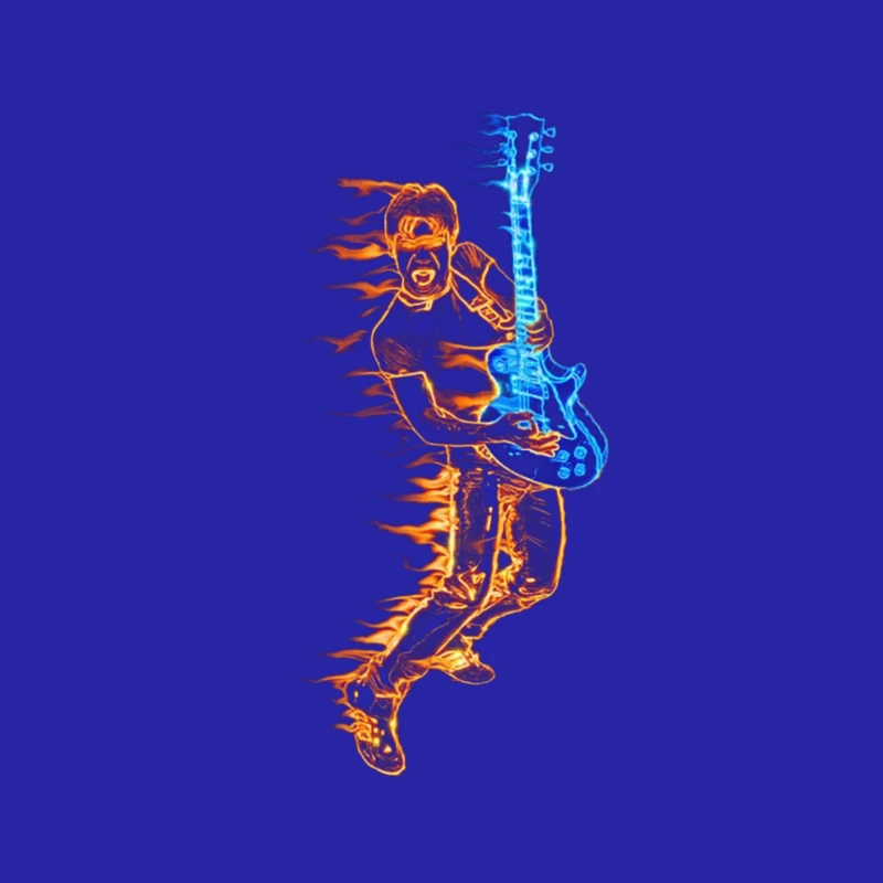 Energetic Guitarist Playing with Flames Male Tank Top