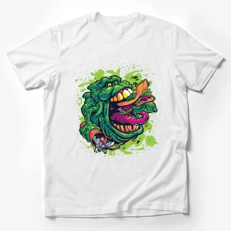 Colorful Monster Eating Food Illustration Male T-Shirt