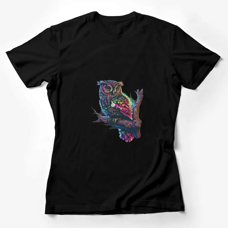Bunte Eule auf einem Ast Damen T-Shirt