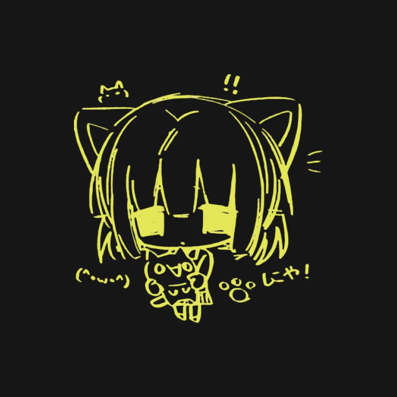 Kawaii Katze Chibi Skizze Herren Langarm T-Shirt