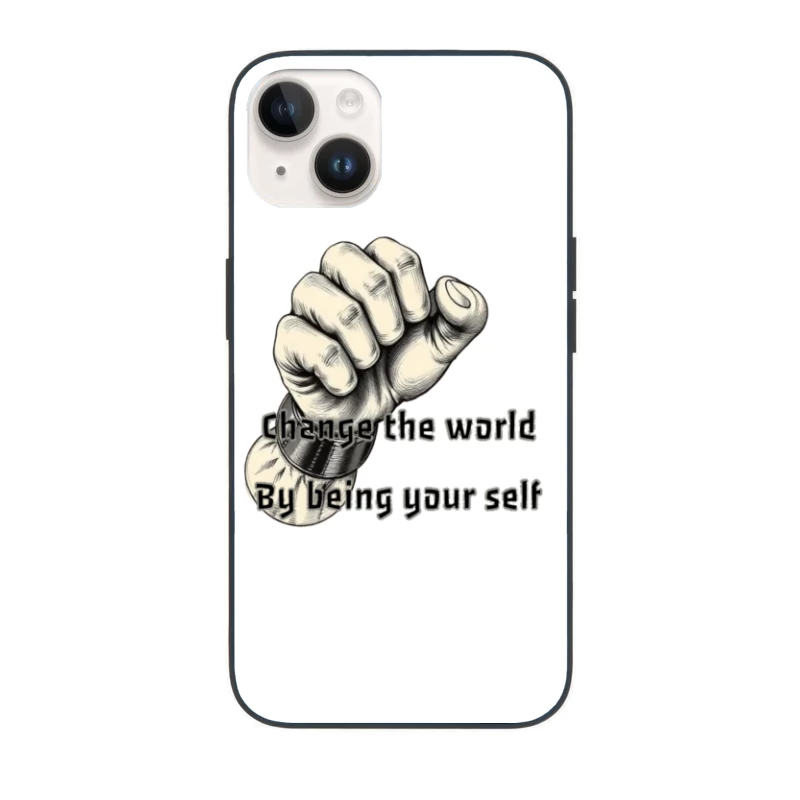 Empowering Motivational Art: Raised Fist with Self-Expression Message iPhone Case