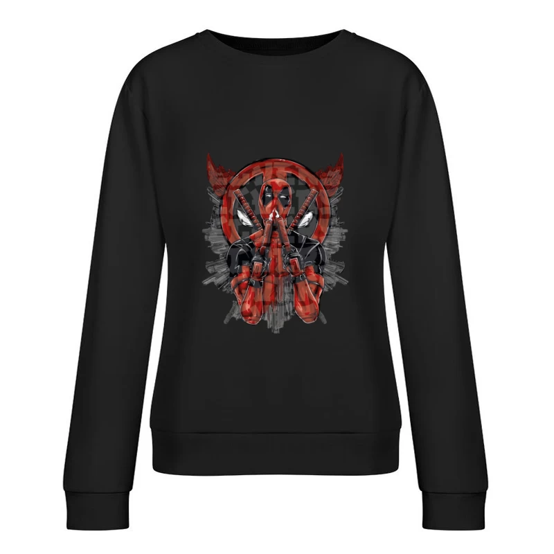 Deadpool Kunstdesign mit Pistolen Damen Pullover Sweatshirt
