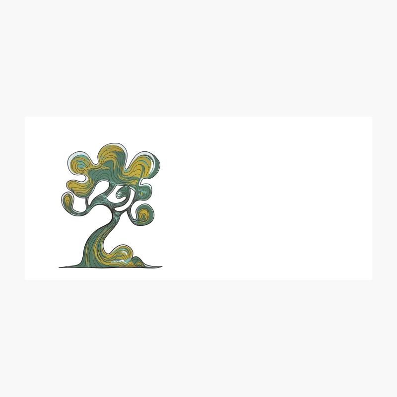 Whimsical Swirling Tree: Abstract Green and Yellow Organic Art Coffee Mug