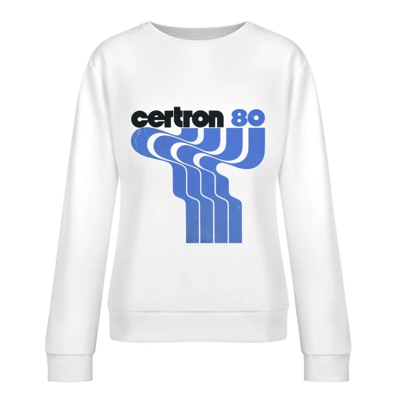 Vintage Certron 80 Blue Wave Logo Design Female Pullover Sweatshirt