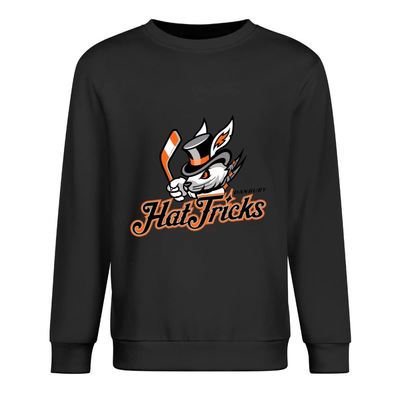 Danbury Hat Tricks Hockey Team Logo with Rabbit Mascot Male Pullover Sweatshirt