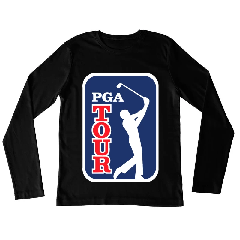 Official PGA Tour Professional Golf Logo with Silhouetted Golfer Female Long Sleeve T-Shirt