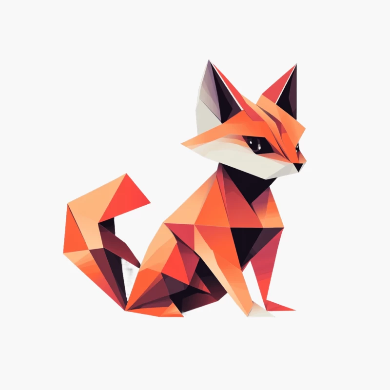Geometric Abstract Fox: Origami-Inspired Vector Design Cotton Tote Bag