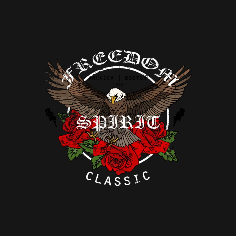 Aigle et roses avec esprit et liberté Homme Manches Longues T-Shirt