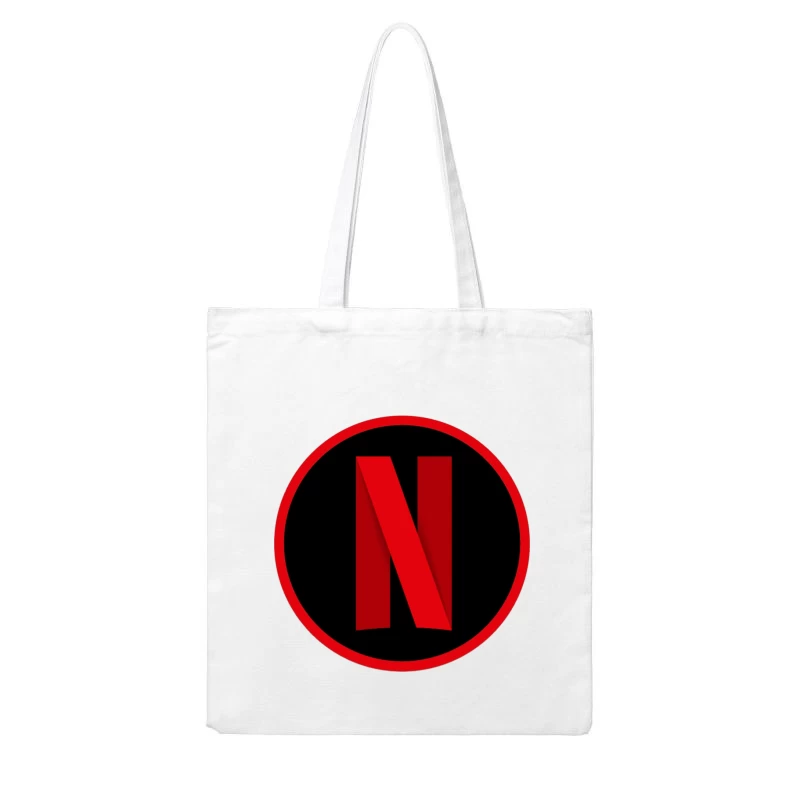 Netflix Streaming Service Logo in Red and Black Circle Cotton Tote Bag