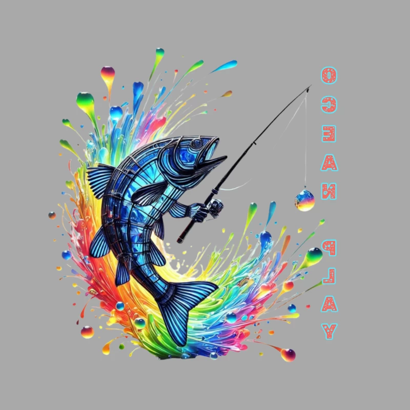 Rainbow Fish Splash: Artistic Fishing Adventure Female Pullover Hoodie