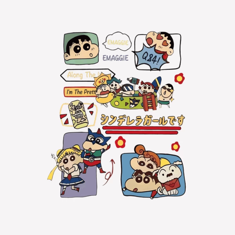 Lustige Anime-Charaktere und bunte Designs Herren T-Shirt