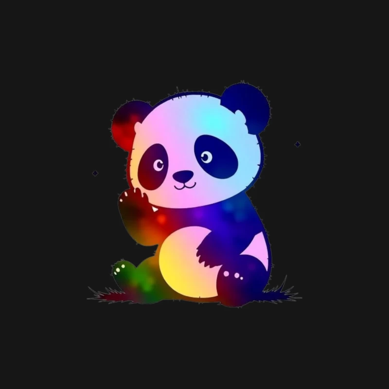 Cute Rainbow Gradient Panda Cartoon Illustration Male Long Sleeve T-Shirt