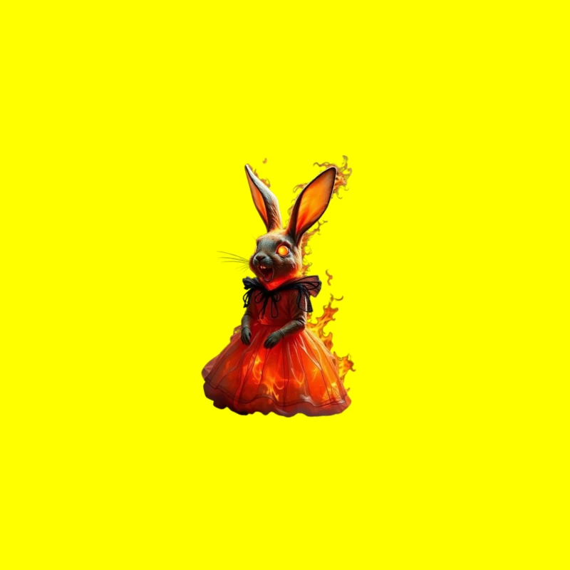 Fiery Rabbit in a Dress Desk Mat