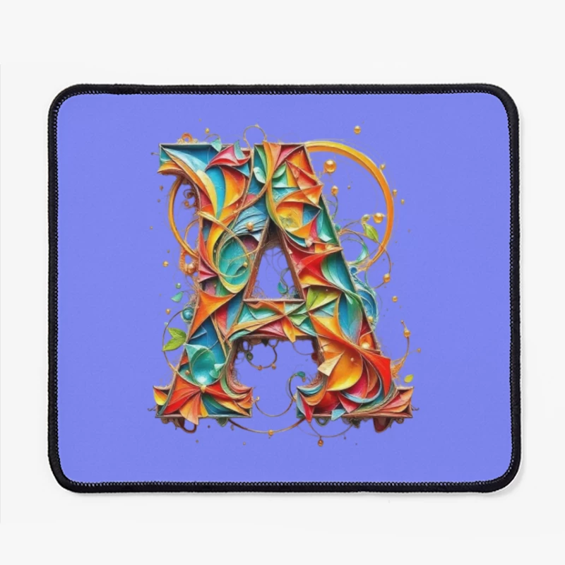 Vibrant Paper Quilled Letter A Typography Art Mouse Pad