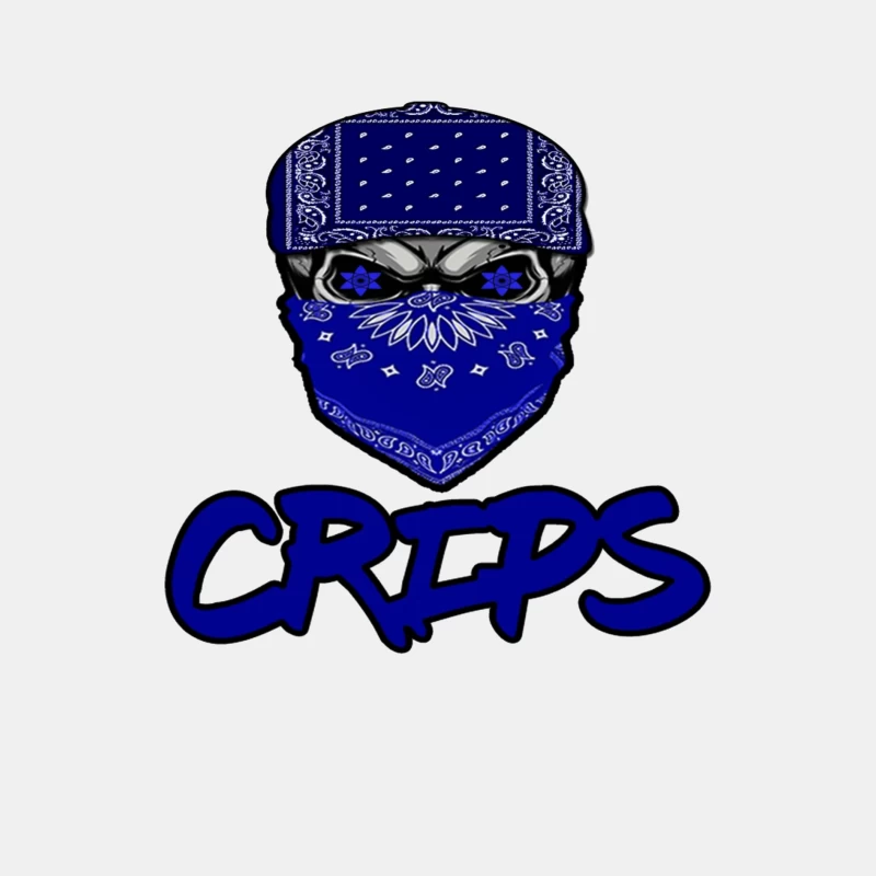 Blue Bandana Skull with Crips Gang Symbol Male Tank Top