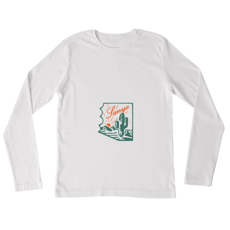 Wüstenlandschaft mit Kaktus Damen Langarm T-Shirt