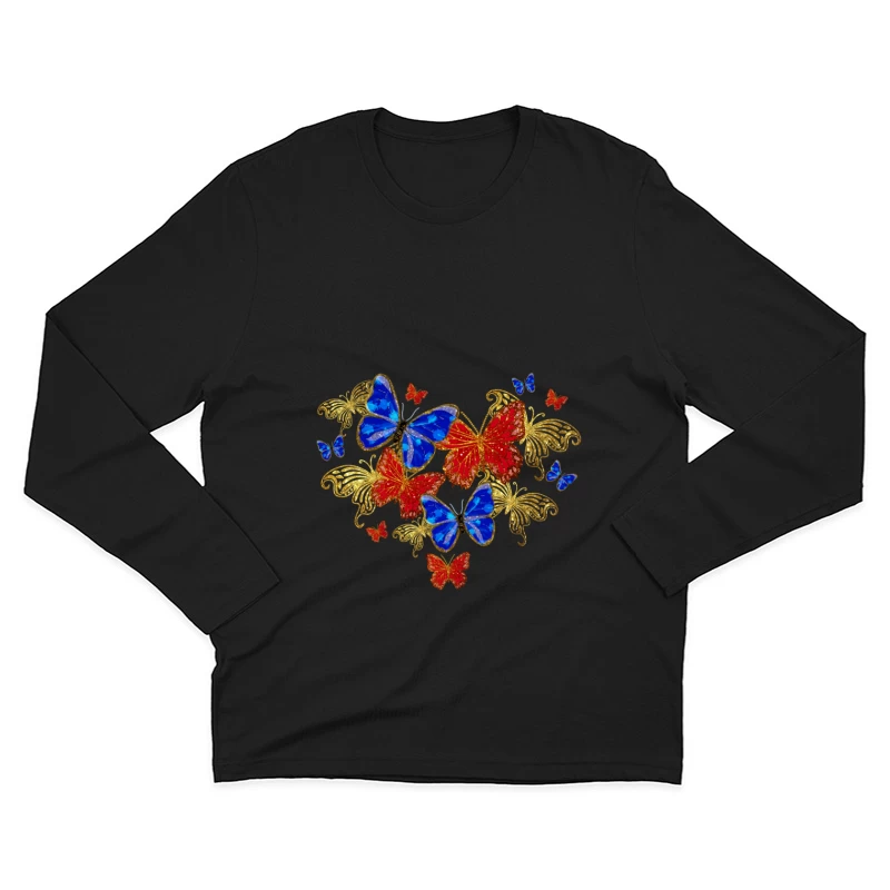 Bunte Schmetterlinge in Herzform Herren Langarm T-Shirt