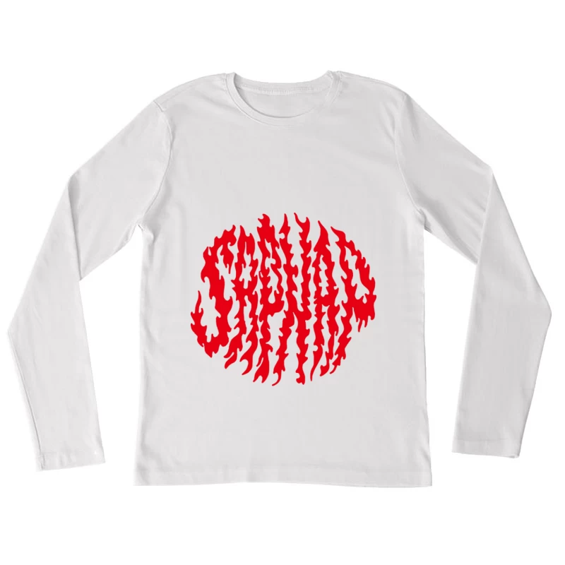 Rote Flammen Text Design Damen Langarm T-Shirt