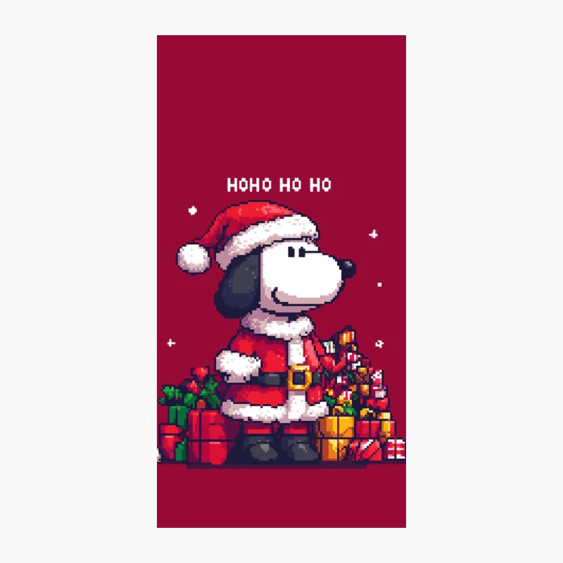Pixel Art Christmas Dog in Santa Costume with Holiday Gifts iPhone Case
