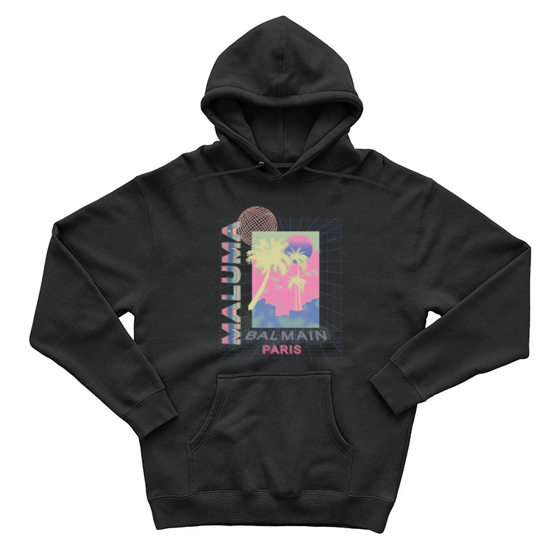 Retro-Design mit Palmen und Gitter Herren Pullover Hoodie
