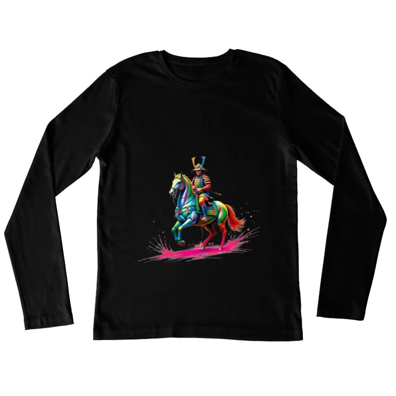 Colorful Samurai on Horseback Female Long Sleeve T-Shirt