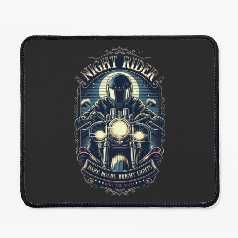 Vintage Night Rider Motorcycle Badge Design Mouse Pad