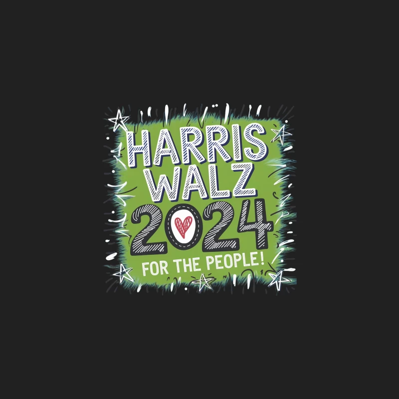 Harris Walz 2024 Campaign Typography with Green Background Bucket Hat