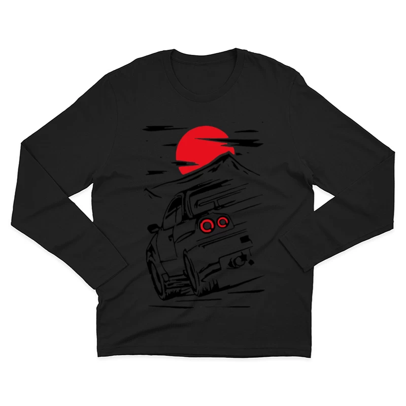 Sportwagen vor rotem Mond Herren Langarm T-Shirt