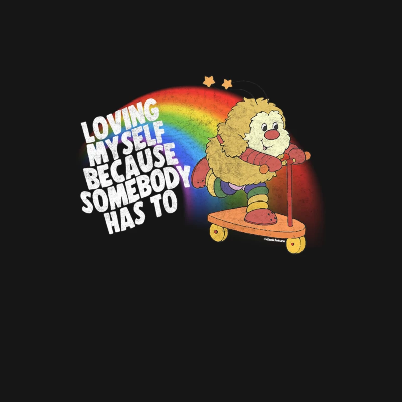 Cute Cartoon Character Spreading Self-Love on Rainbow Scooter Female Long Sleeve T-Shirt