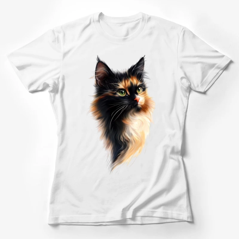 Stunning Portrait of a Fluffy Multicolored Cat Female T-Shirt