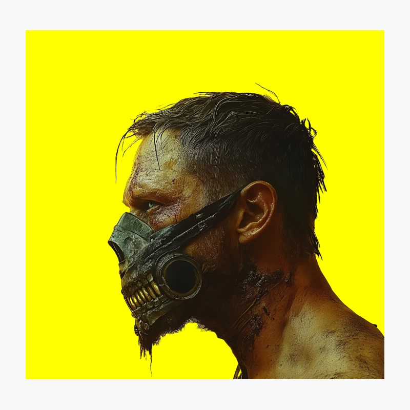 Gritty Post-Apocalyptic Character with Survival Mask Throw Pillow
