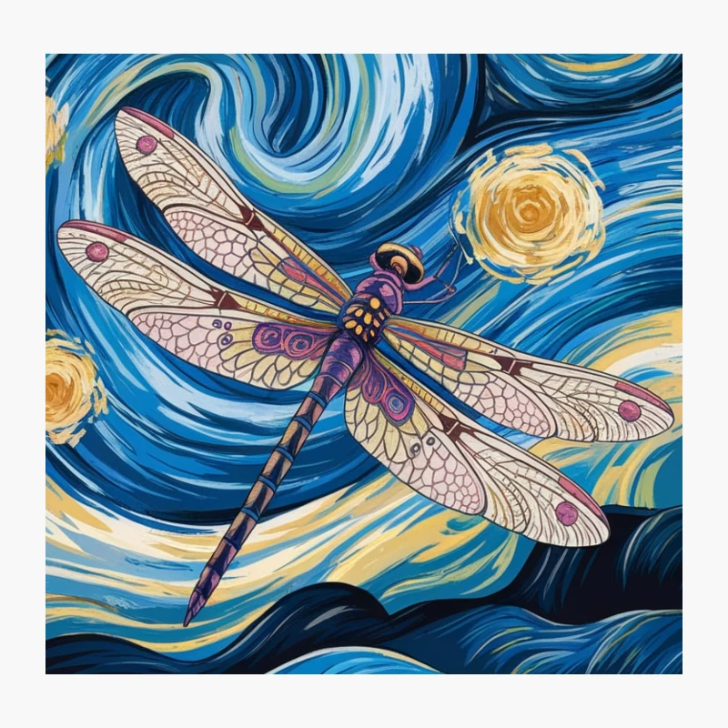 Dragonfly's Dance in a Starry Swirl Throw Pillow