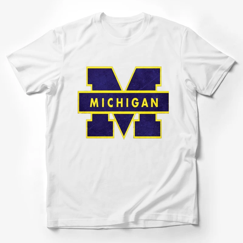 University of Michigan Athletic Block M Logo in Navy and Yellow Male T-Shirt