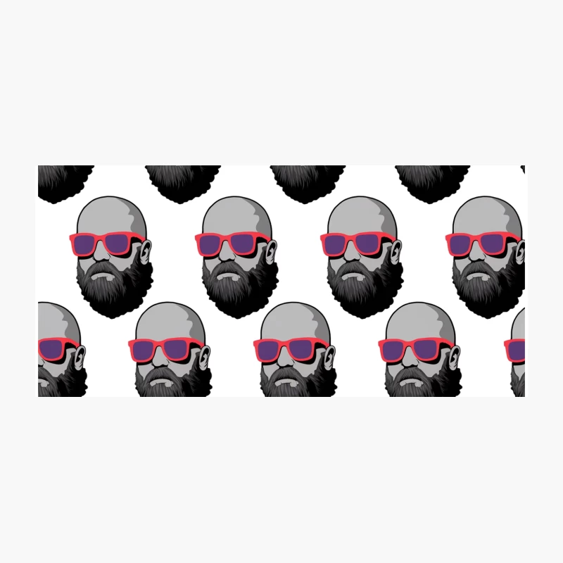 Repetitive Pattern of Bald Bearded Men in Pink Sunglasses Coffee Mug