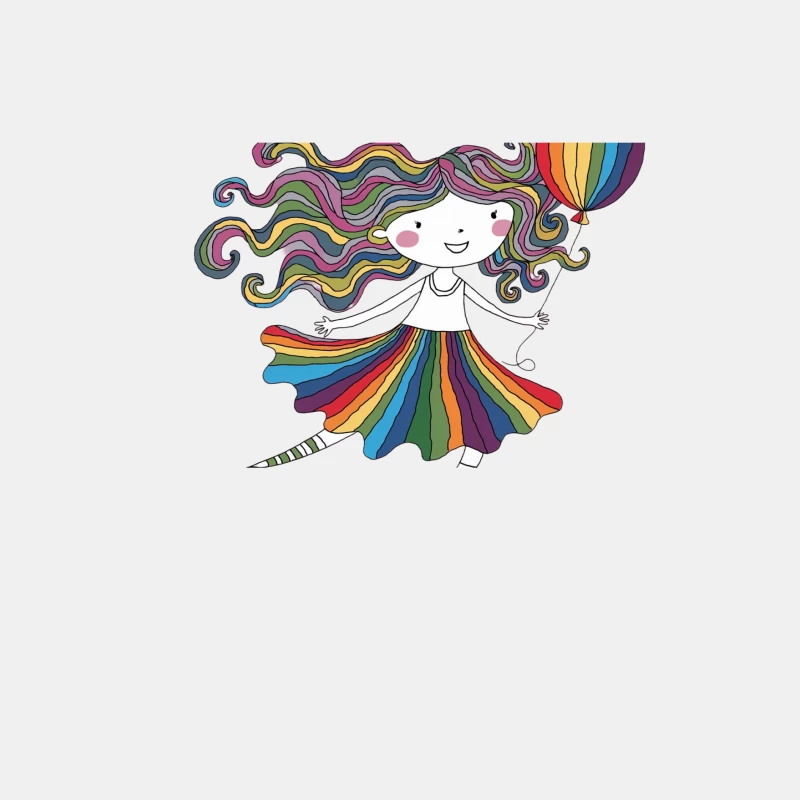 Whimsical Rainbow Character with Colorful Hair and Hot Air Balloon Male Tank Top