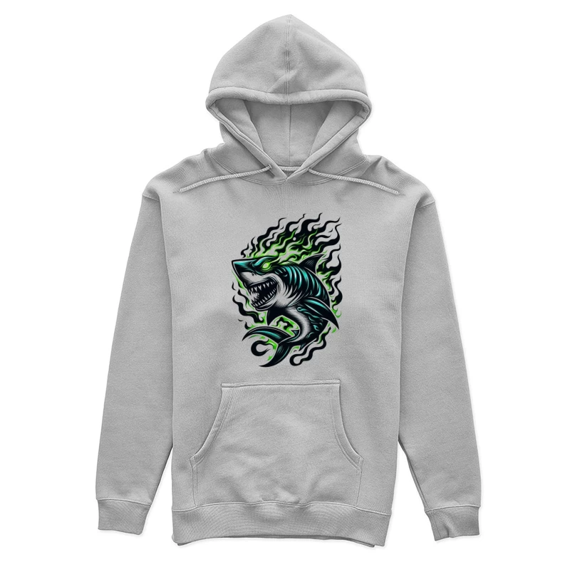 Fierce Tribal Shark with Flames Female Pullover Hoodie