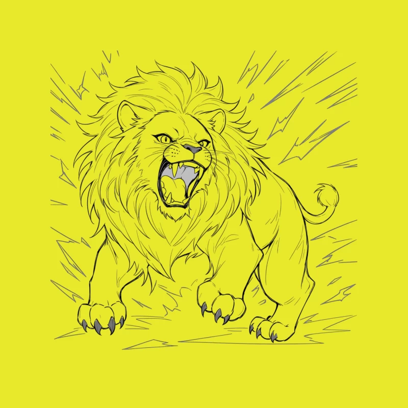 Fierce Roaring Lion Illustration Mouse Pad