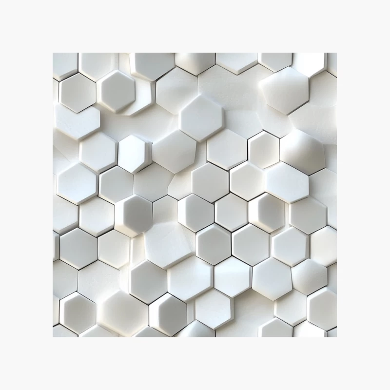 3D White Hexagonal Honeycomb Pattern Cotton Tote Bag