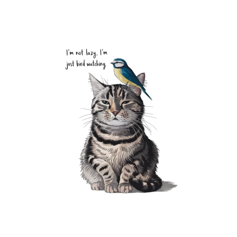 Lazy Cat's Bird-Watching Excuse Tapestry