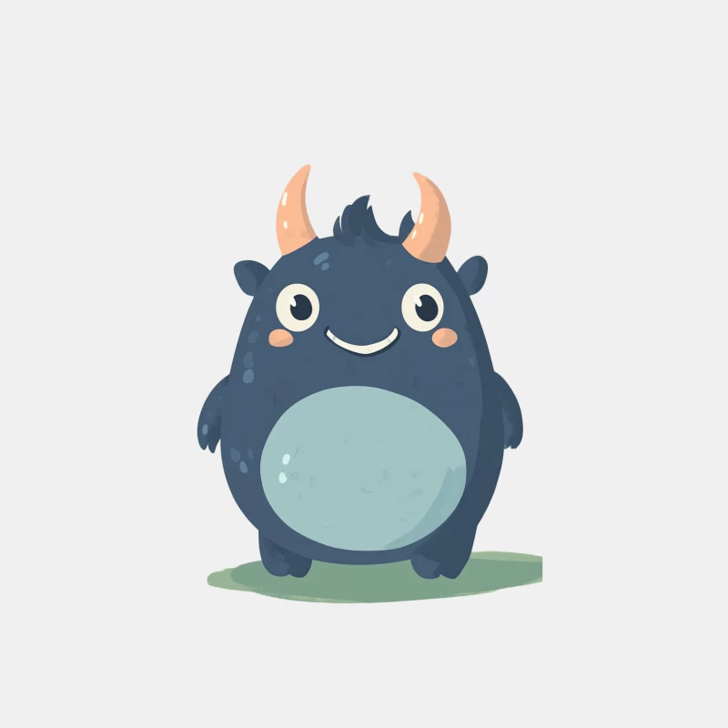 Adorable Blue Horned Monster with Friendly Smile Male Tank Top